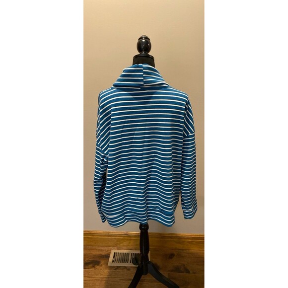 Time and Tru Velour Top Size XXL (20) Cowl Neck Turquoise Green White Stripes - Picture 6 of 11